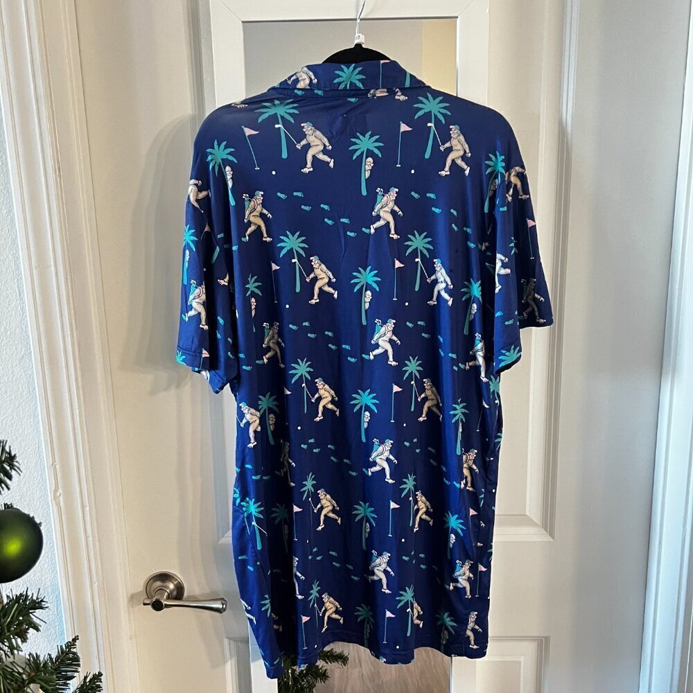 382 Tipsy Elves Bigfoot Short Sleeve Polo Size XXL Color Blue - Picture 6 of 7